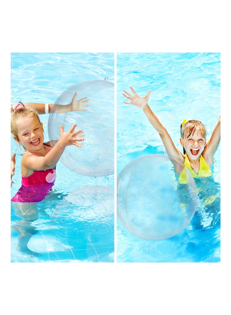 6PCS Inflatable Clear Beach Balls - Transparent Pool Party Balls for Summer Fun, Beach, and Outdoor Activities - Perfect Water Toys for Kids and Adults  - Image 3