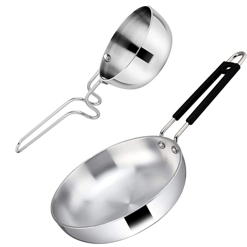 IDEAL PRIME Heavy Gauge Aluminium Frying Pan Tadka Pan Combo Set Rust Proof Fry Pan Omlet Pan Baghari Cookware Set Pack of 2 - Image 1