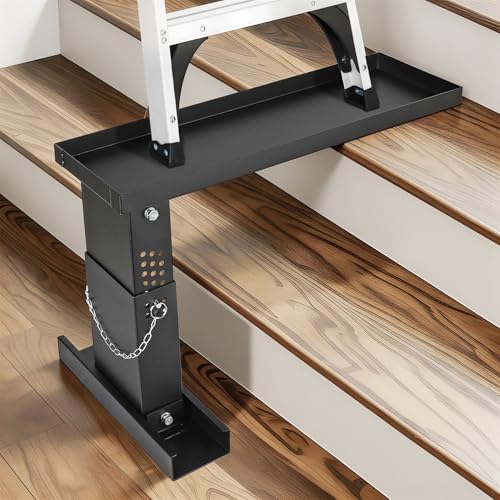 Toriexon Ladder Extender for Stairs HeavyDuty Ladder Levelers for Extension Ladders NonSlip Design 102 165 Adjustable Height 20L x 75W Platform for ExtensionStraightTelescopic Ladders - Image 1