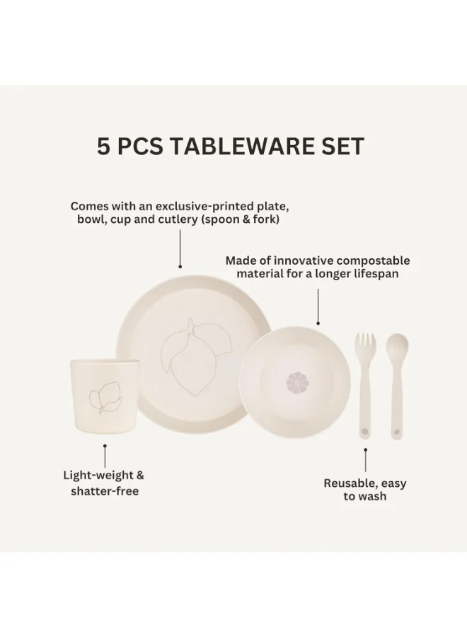 Citron Unbreakable Tableware Set, 100% Organic, Reusable, Biodegradable, Environment Friendly, And Unbreakable - Lemon