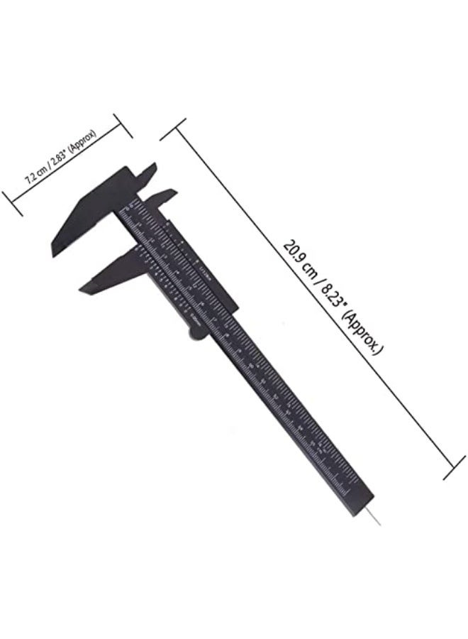T&B 6 بوصة 150 مم ميكوميتر مزدوج المقياس قياس بلاستيك لقياس المجوهرات مسطرة انزلاقية أداة قياس 5 قطع - Image 2