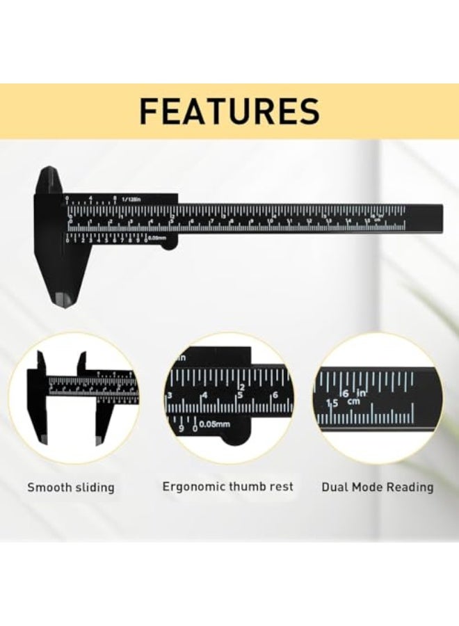 T&B 6 بوصة 150 مم ميكوميتر مزدوج المقياس قياس بلاستيك لقياس المجوهرات مسطرة انزلاقية أداة قياس 5 قطع - Image 5