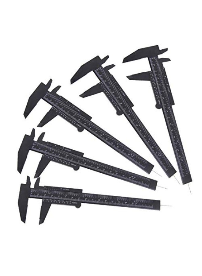 T&B 6 بوصة 150 مم ميكوميتر مزدوج المقياس قياس بلاستيك لقياس المجوهرات مسطرة انزلاقية أداة قياس 5 قطع - Image 1