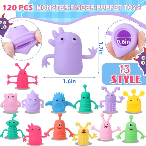 Booson 80 PCS Finger Puppets Toys Cute Monster Finger Puppets Soft Rubber Stretchy Fidget Doll Toys for Role Playing Birthday Kids Party Favors 14 Random Styles - Image 5