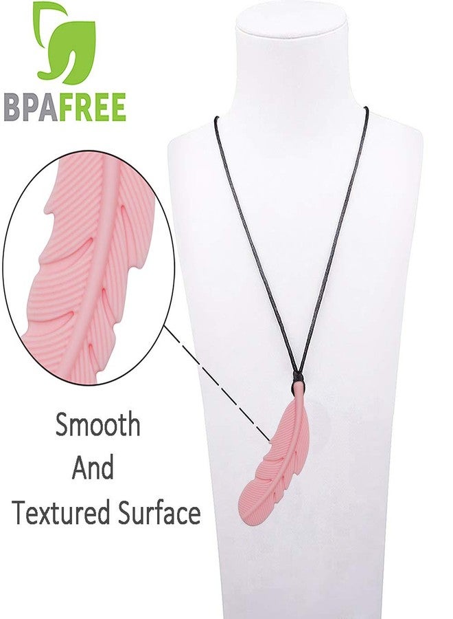 Atsky Sensory Chew Necklace for Kids, Boys and Girls, 5 Pack Silicone Feather Chewy Necklaces for Autism, ADHD, Chewing, Oral Motor Chewable Pendant for Mild Chewers - Image 2