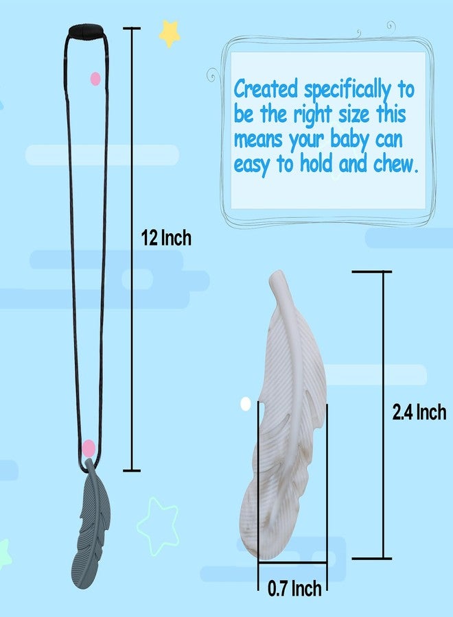 Atsky Sensory Chew Necklace for Kids, Boys and Girls, 5 Pack Silicone Feather Chewy Necklaces for Autism, ADHD, Chewing, Oral Motor Chewable Pendant for Mild Chewers - Image 5