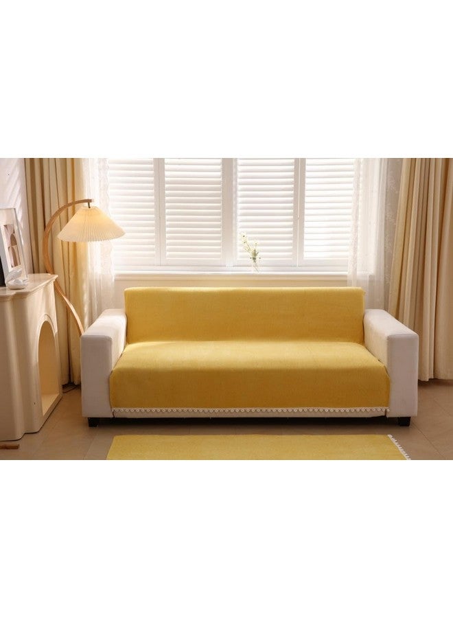HOMETHREADS HOMETHREADS Chenille Fabric 1 Seater Couch/Sofa Covers | Luxurious Slipcover Solutions for Sofas, Armchairs, and Loveseats (Yellow, 1 Seater Large | 90x180cm) - Image 1