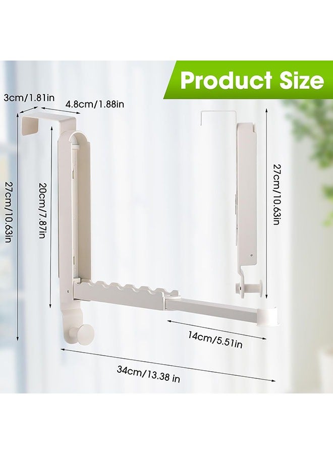 YelaJoy Over The Door Drying Rack with 6 Groves, 2 Pack Foldable Over The Door Hooks Hanger for Laundry Clothes,Hanger with Retractable Rod,Foldable Space-Saving Over Door Organizer for Clothes, Coats, Hats, Bags, Towels,10.63"x13.39"(Milky White)  - Image 3