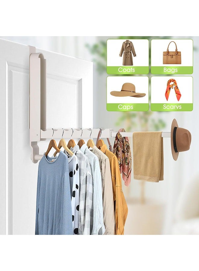 YelaJoy Over The Door Drying Rack with 6 Groves, 2 Pack Foldable Over The Door Hooks Hanger for Laundry Clothes,Hanger with Retractable Rod,Foldable Space-Saving Over Door Organizer for Clothes, Coats, Hats, Bags, Towels,10.63"x13.39"(Milky White)  - Image 5