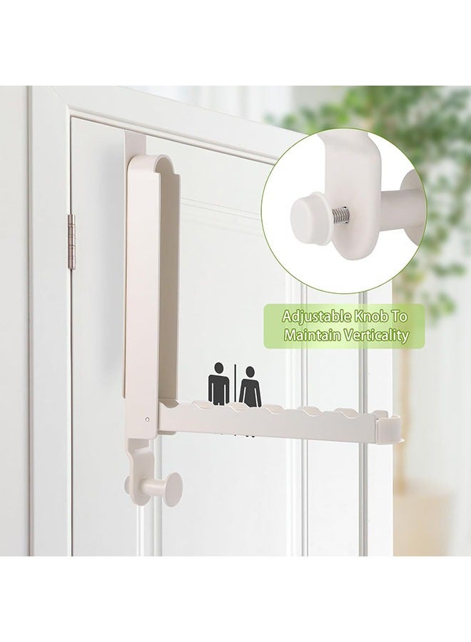 YelaJoy Over The Door Drying Rack with 6 Groves, 2 Pack Foldable Over The Door Hooks Hanger for Laundry Clothes,Hanger with Retractable Rod,Foldable Space-Saving Over Door Organizer for Clothes, Coats, Hats, Bags, Towels,10.63"x13.39"(Milky White)  - Image 4