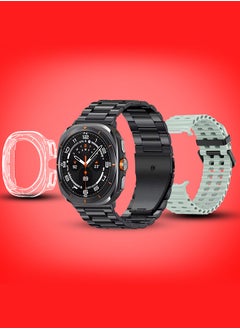 Kalobee SK7 Ultra Smartwatch Bundle With Accessories Including 1 Black Stainless Steel Band 1 Light Green Silicone Band a Charging Cable and a TPU Case Protector  - Image 2
