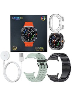 Kalobee SK7 Ultra Smartwatch Bundle With Accessories Including 1 Black Stainless Steel Band 1 Light Green Silicone Band a Charging Cable and a TPU Case Protector  - Image 4
