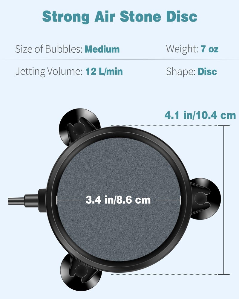 Pawfly Aquarium 4 Inch Air Stone, Fish Tank Airstone Bubble Diffuser for Air Pumps Buckets Fish Tanks Ponds DWC Reservoirs and Circulation - Image 3
