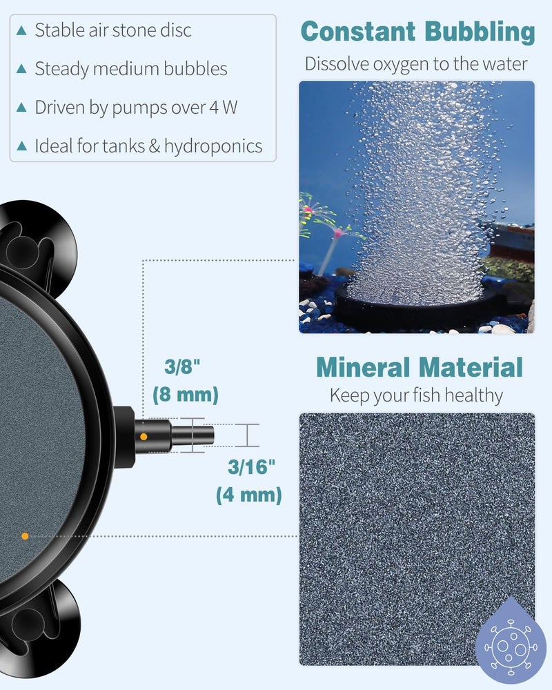 Pawfly Aquarium 4 Inch Air Stone, Fish Tank Airstone Bubble Diffuser for Air Pumps Buckets Fish Tanks Ponds DWC Reservoirs and Circulation - Image 5