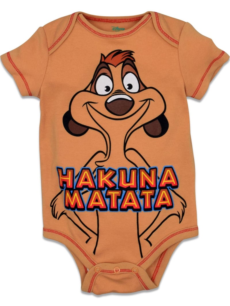 Disney Lion King Newborn Baby Boys 5 Pack Short Sleeve Bodysuits Lion King 3-6 Months - Image 3