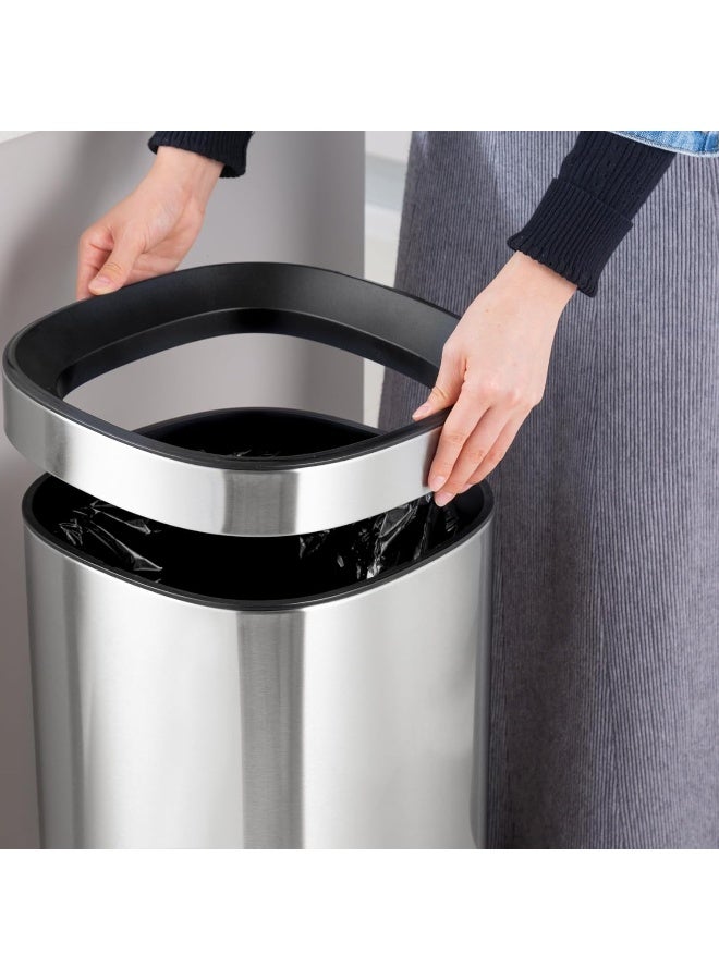 AKC Stainless Steel Trash Can with Open Top Lid & Inner Bucket – Anti-Fingerprint, 8L / 12L / 20L – Modern Waste Bin for Kitchen & Bathroom (20 Liters) - Image 5