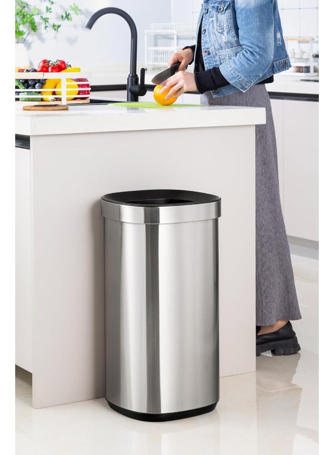 AKC Stainless Steel Trash Can with Open Top Lid & Inner Bucket – Anti-Fingerprint, 8L / 12L / 20L – Modern Waste Bin for Kitchen & Bathroom (20 Liters) - Image 2