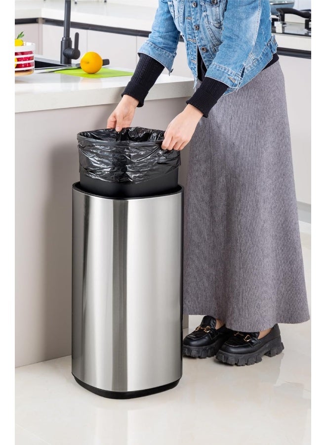 AKC Stainless Steel Trash Can with Open Top Lid & Inner Bucket – Anti-Fingerprint, 8L / 12L / 20L – Modern Waste Bin for Kitchen & Bathroom (20 Liters) - Image 4