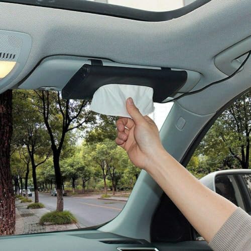 BIRDLINE Car Tissue Holder Box | Reusable Tissue Box for Car | PU Leather | Adjustable & Perfect Design | Sun Visor Napkin Holder | Multi-Functional Tissue Dispensers for All Car. (Black (Pack of 1)) - Image 5