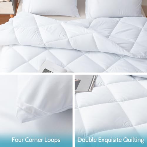 Decroom Lightweight Full Comforter Set with 2 Pillow Sham - 3 Pieces Set - Quilted Down Alternative Comforter/Duvet Insert for All Season - White - Full Size - Image 4