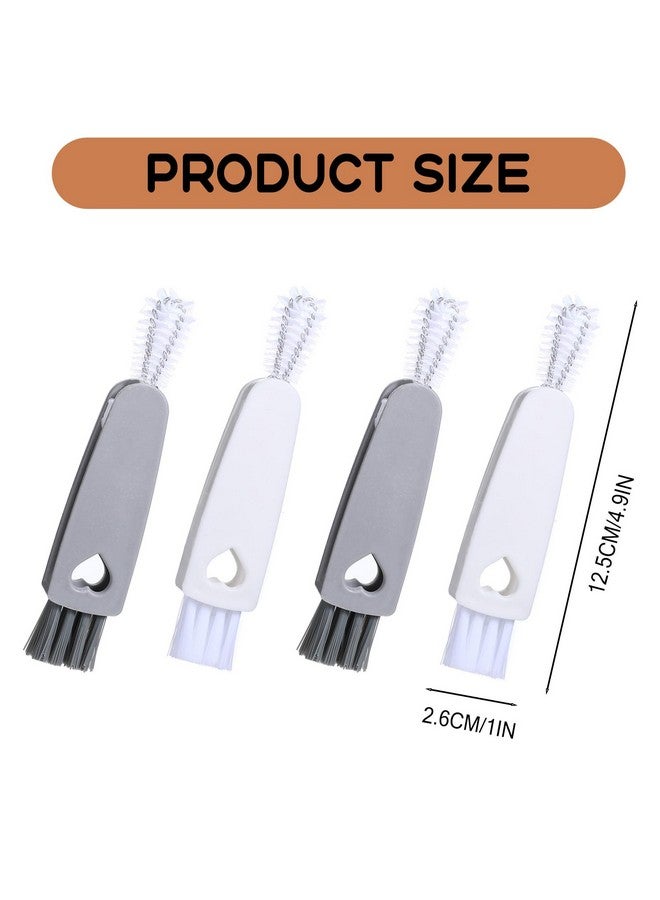 Apausvcm 4Pcs 3 in 1 Cup Lid Cleaning Brush, Crevice Cleaning Brush Set Mini Multi-Functional Clean Brushes Portable Cup Lid Cleaner with Brushes Baby Bottle Home Kitchen Crevice Clean Tools - Image 2