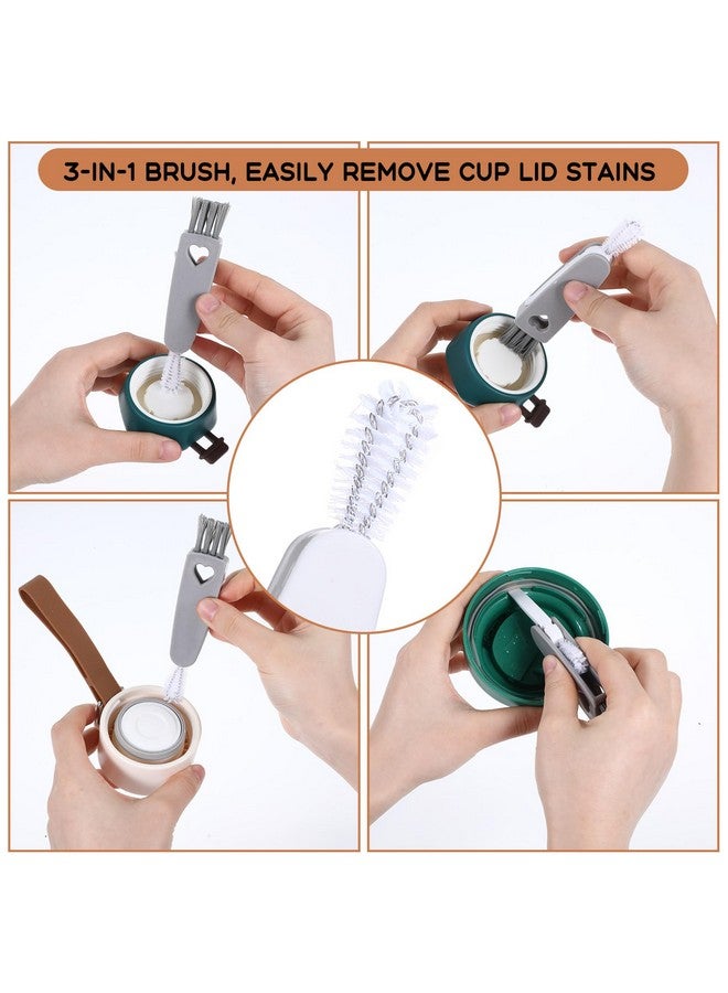 Apausvcm 4Pcs 3 in 1 Cup Lid Cleaning Brush, Crevice Cleaning Brush Set Mini Multi-Functional Clean Brushes Portable Cup Lid Cleaner with Brushes Baby Bottle Home Kitchen Crevice Clean Tools - Image 3