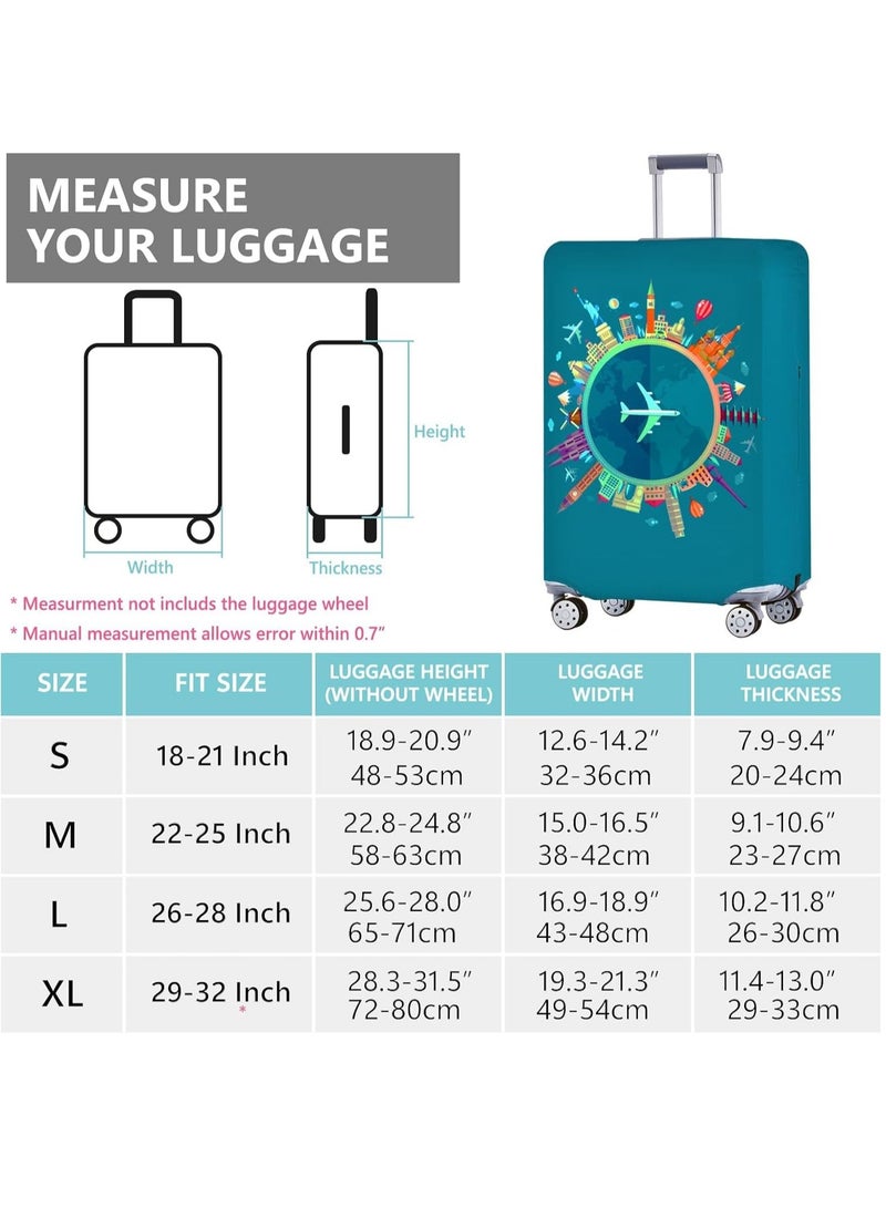 Travel Luggage Cover Washable Suitcase Cover Protector Anti-Scratch and Dust-Proof Suitcase Cover Fits 18/24/28/32 Inch Suitcase Spandex Protective Cover (Travel Round The World) - Image 5