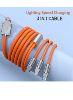 AMBERJACK 3 in 1 120W Metal USB Protection Charge Cable Fast Charging Data Cable with Micro Type C, Lightining Chrging, Charging Cables for Multiple Devices, iPhone, Samsung, Speaker, Earbuds  - Image 4