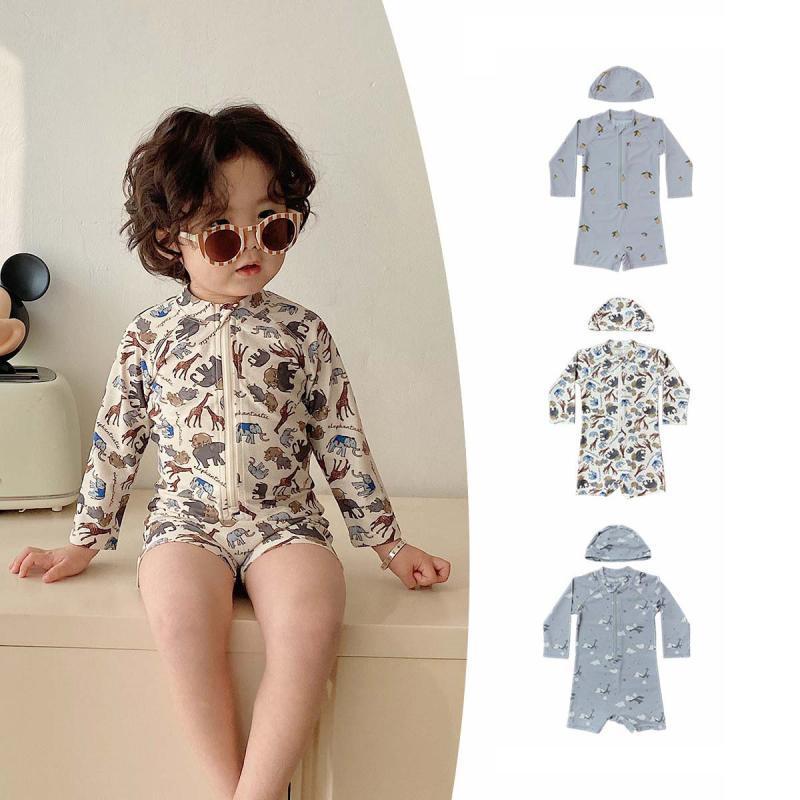 25 New Ins Foreign-Style Children'S Swimsuit Boys Long Sleeve One-Piece Quick-Drying Spring Baby Swimming Suit Men'S Treasure Sunscreen - Image 2