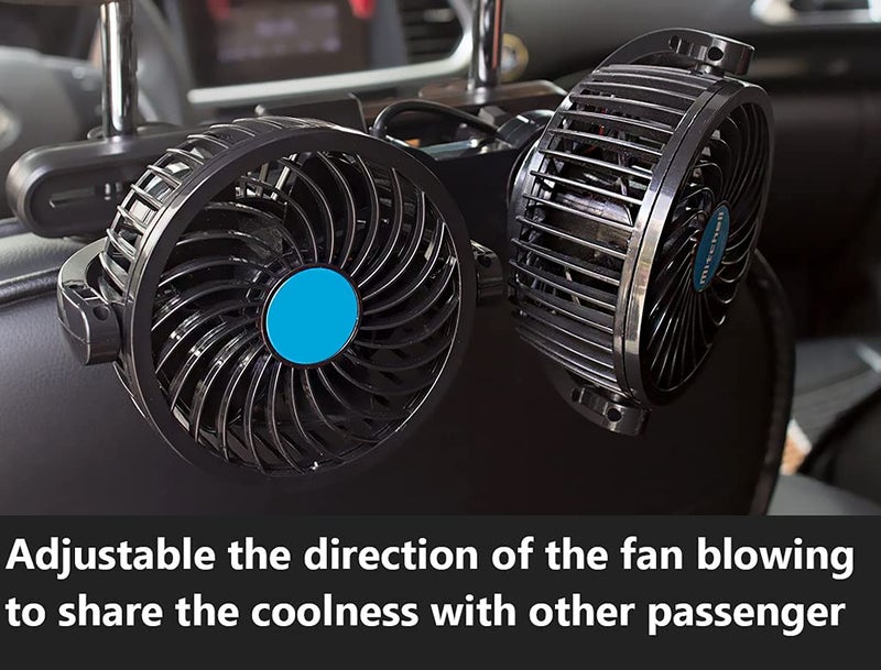 Selifaur Mitchell 12V DC Electric Car Fan for Dashboad 360 Degree Rotatable Dual Head Car Auto Cooling Air Fan for - Mahindra KUV 100 - Image 5
