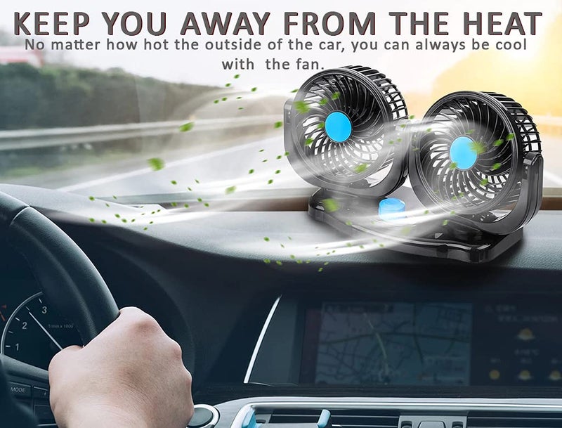 Selifaur Mitchell 12V DC Electric Car Fan for Dashboad 360 Degree Rotatable Dual Head Car Auto Cooling Air Fan for - Mahindra KUV 100 - Image 3