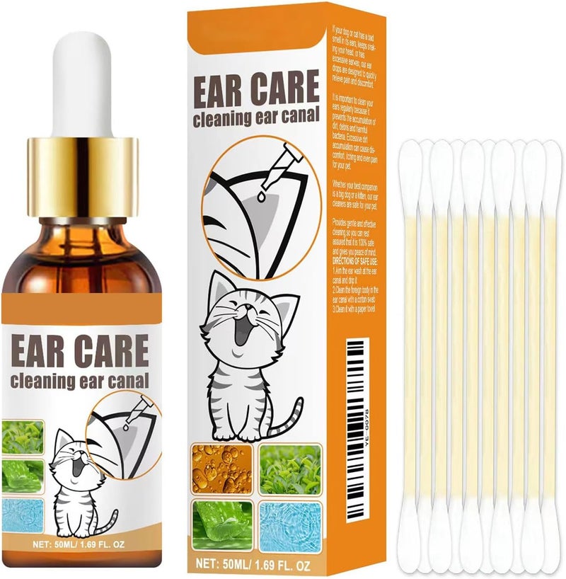 Makbeaty Ear Cleaner for Dogs and Cats, Ear Mite Oil, Ear Drops Mites, Gentle Ear Cleaning, Effective Care Agent Against Ear Mites(50ML) - Image 1