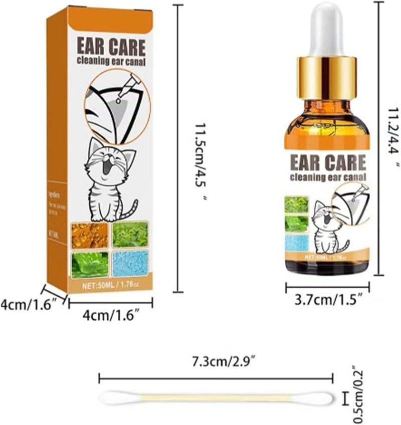 Makbeaty Ear Cleaner for Dogs and Cats, Ear Mite Oil, Ear Drops Mites, Gentle Ear Cleaning, Effective Care Agent Against Ear Mites(50ML) - Image 2