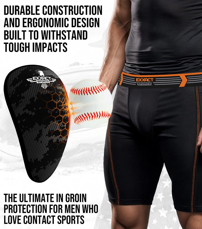 Exxact Sports Lightweight Athletic Cup Mens & Boys with Soft Rim Comfort for Superior Support, Baseball Cup Youth Boys for T-Ball, Football, Lacrosse, Hockey Groin Protector (Small, Black Camo) - Image 4