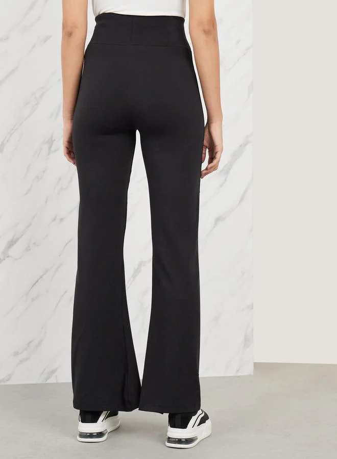 ستايلي Broad Waistband High Rise Flared Leggings