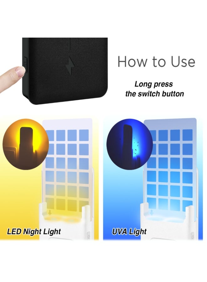 RAHAYM Indoor Plug-in Mosquito Killer, Flying Insect Trap for Flies, Fruit Flies, Moths & Gnats, UV Attractant Catcher & with Adjustable Brightness Night Light,1 Device + 6Pcs Adhesive Cards - Image 3