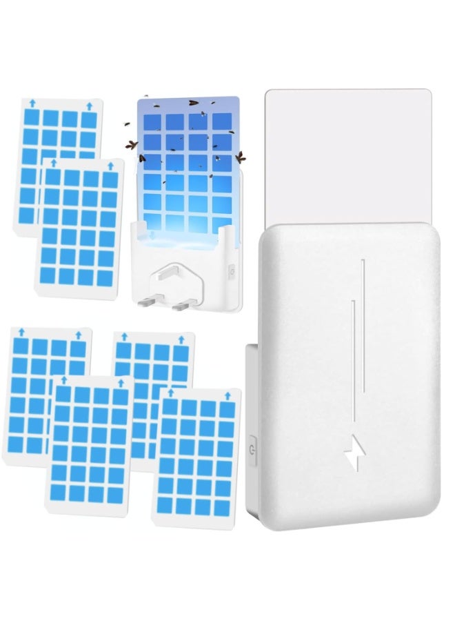 RAHAYM Indoor Plug-in Mosquito Killer, Flying Insect Trap for Flies, Fruit Flies, Moths & Gnats, UV Attractant Catcher & with Adjustable Brightness Night Light,1 Device + 6Pcs Adhesive Cards - Image 1