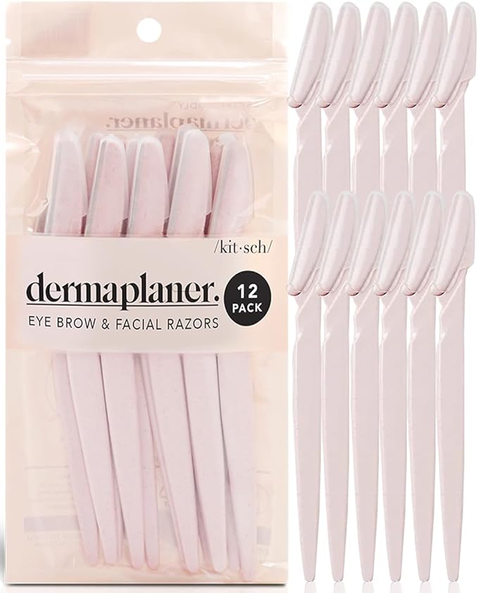 Kitsch Dermaplaning Blades For Face Face Razors for Women Eyebrow Razor Facial Hair Remover Exfoliates Facial Skin Eyebrow Shaper Dermaplaning Tool 12pc Black - Image 1