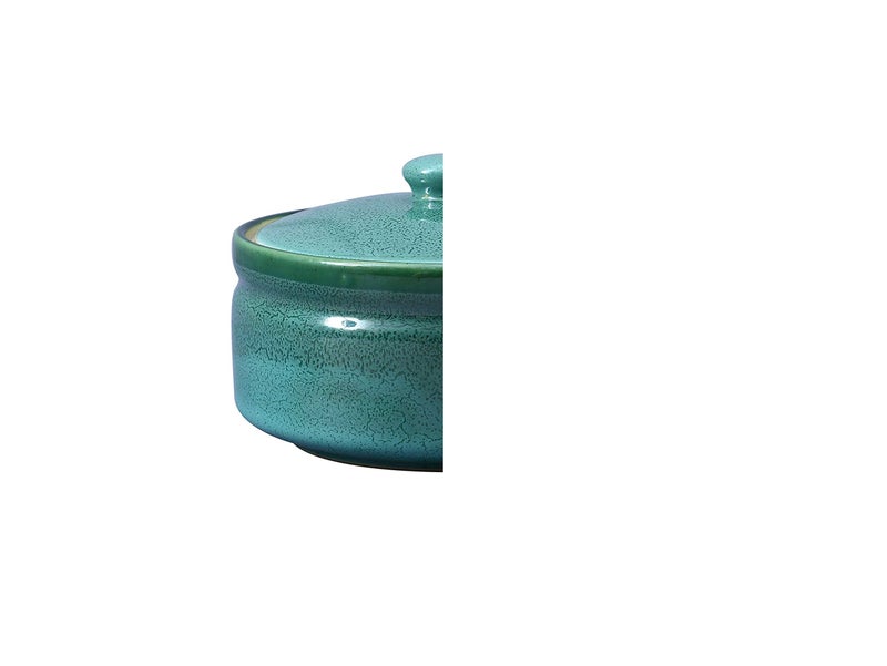 Caffeine Ceramic Handmade Oceanus Green Serving Donga Casserole with Lid Stoneware 500ml (Set of 1 Small) - Image 2
