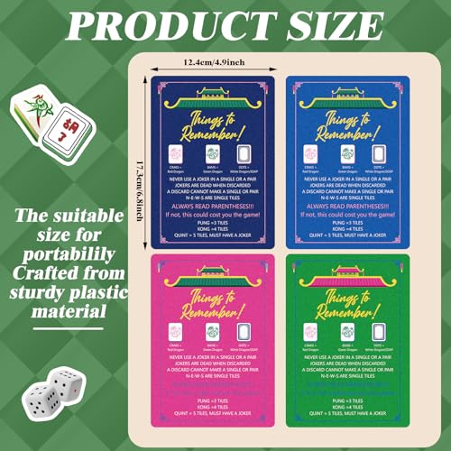 BrightRow 4 Pcs Mahjong Shuffler Cards for Tiles Mixing Shuffling Portable Mah Jong Accessories Gift Party Supplies Waterproof Rules Printed Mixer 7 x 5 in for Tiles LoverDarkLinearCity Tower - Image 5
