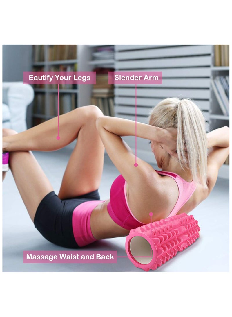 Generic Yoga Foam Roller Moon for Deep Tissue Massage Muscle with Carry Bag, Pink - Image 5