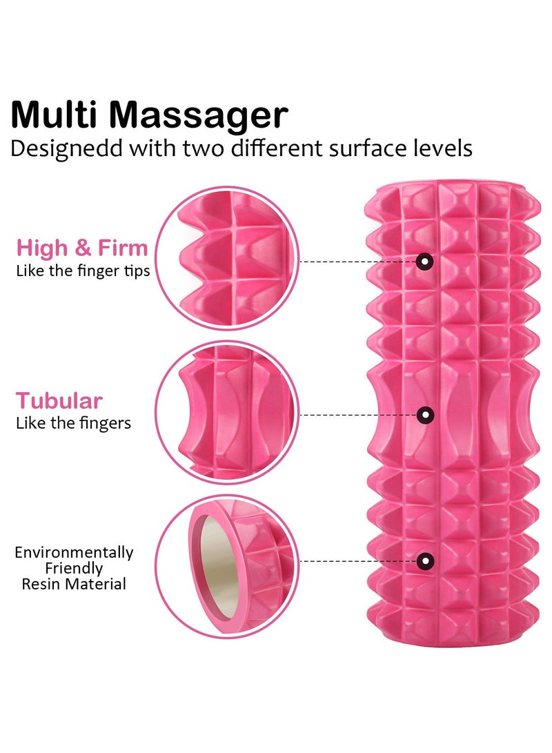 Yoga Foam Roller Moon for Deep Tissue Massage Muscle with Carry Bag, Pink