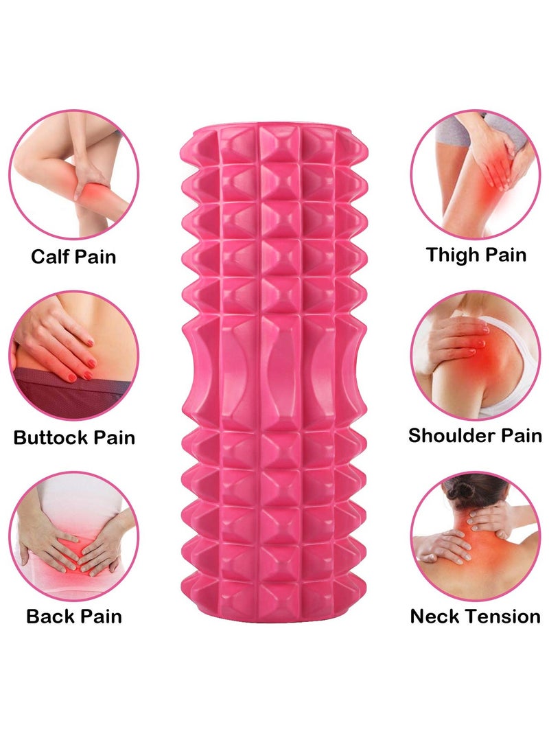 Yoga Foam Roller Moon for Deep Tissue Massage Muscle with Carry Bag, Pink