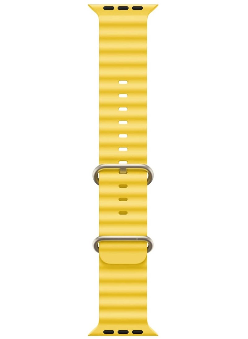 ELTRAZONE Apple Watch Band Ultra 49mm 45mm 44mm 42mm, Adjustable Loop with Buckle Soft Stretchy Silicone Sports Band for iWatch Series SE 8 7 6 5 4 3 2 1 Men Women, Yellow - Image 4