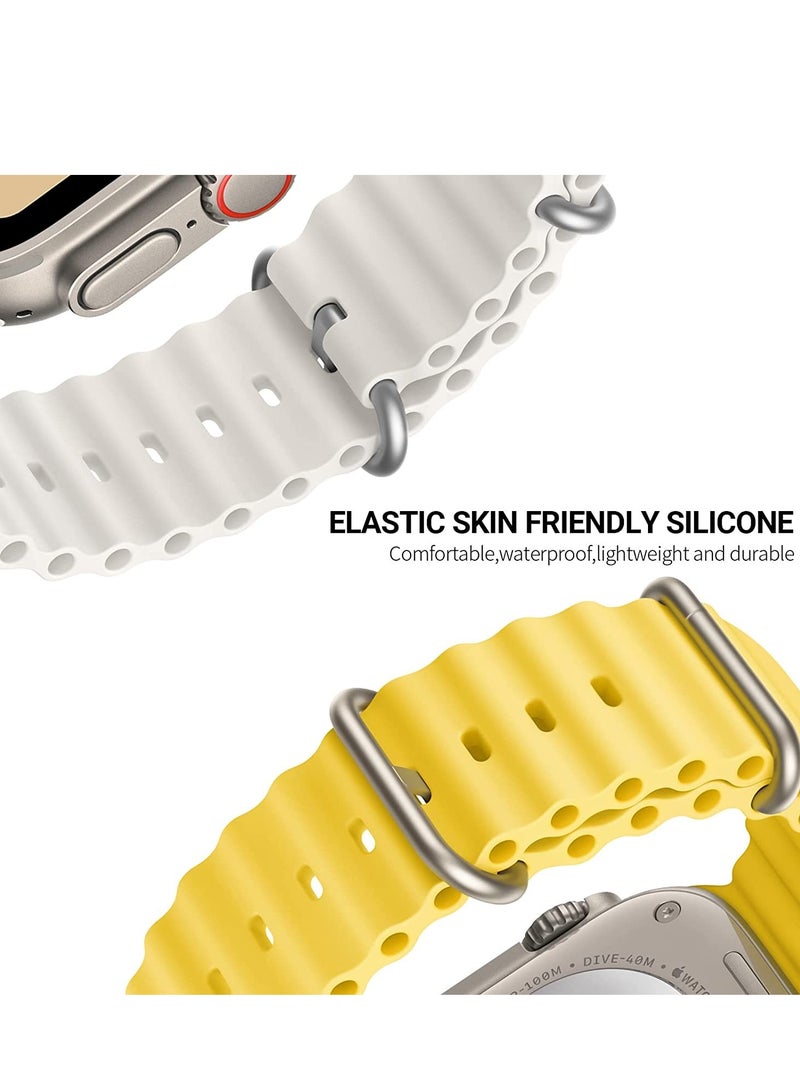 ELTRAZONE Apple Watch Band Ultra 49mm 45mm 44mm 42mm, Adjustable Loop with Buckle Soft Stretchy Silicone Sports Band for iWatch Series SE 8 7 6 5 4 3 2 1 Men Women, Yellow - Image 3