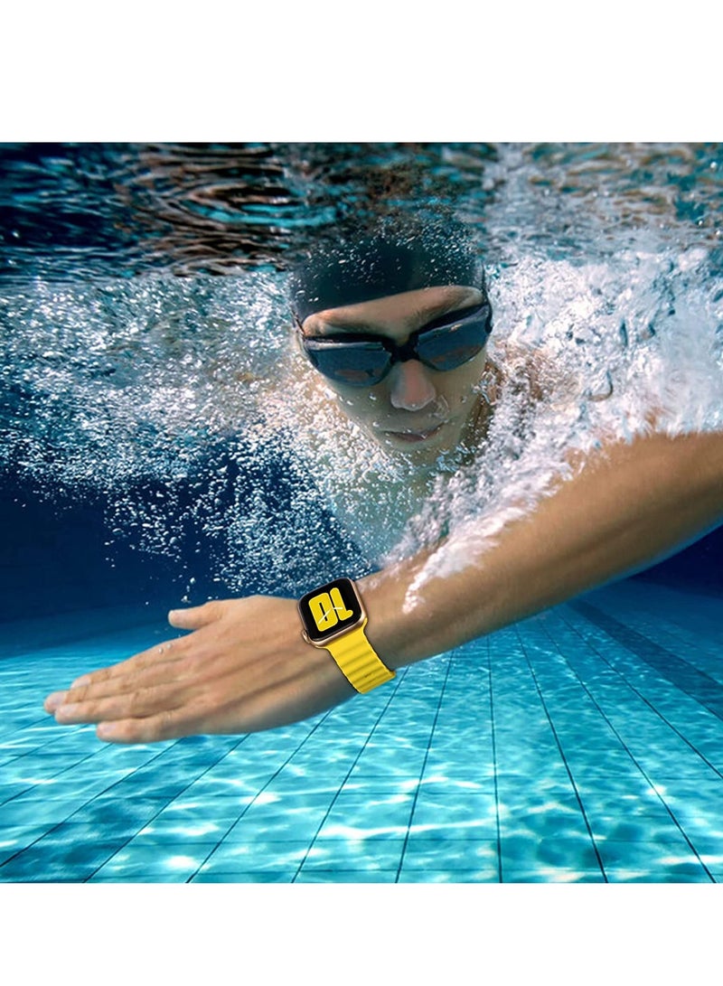 ELTRAZONE Apple Watch Band Ultra 49mm 45mm 44mm 42mm, Adjustable Loop with Buckle Soft Stretchy Silicone Sports Band for iWatch Series SE 8 7 6 5 4 3 2 1 Men Women, Yellow - Image 5