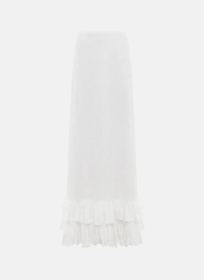Lichi  Cotton maxi skirt with ruffles and a floral pattern for Women | Best Price UAE