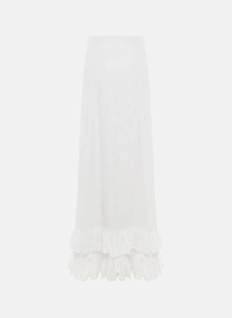 Lichi  Cotton maxi skirt with ruffles and a floral pattern for Women | Best Price UAE