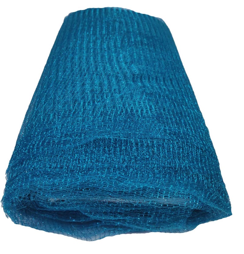 3A Featuretail Flower Mesh Net 10 mtr for Bouquet Decor, Gift Wrapping, Party Hall Decor & Trousseau Gift Packing (Blue, 30 inch Width, 10 mtr Length) - Image 1