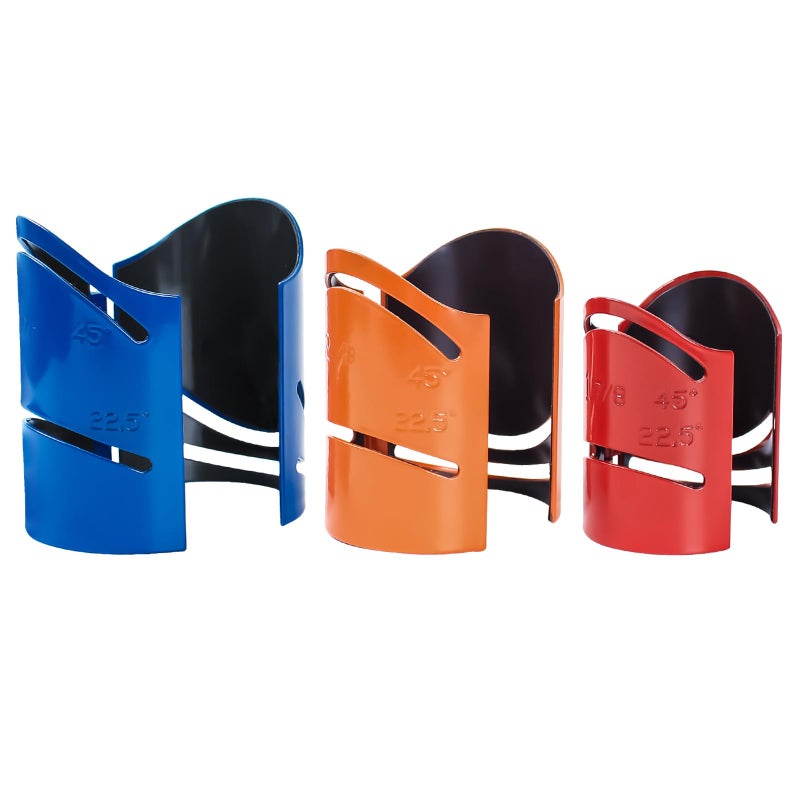 Sthovd Metal Cutting Guide Kit Includes Sizes: 1-7/8", 2-3/8", 2-7/8" Pipe Cutting Guide Cuts at 45Â°, 90Â°, 22.5Â°, and Saddle Cut, Steel-3Pcs - Image 1